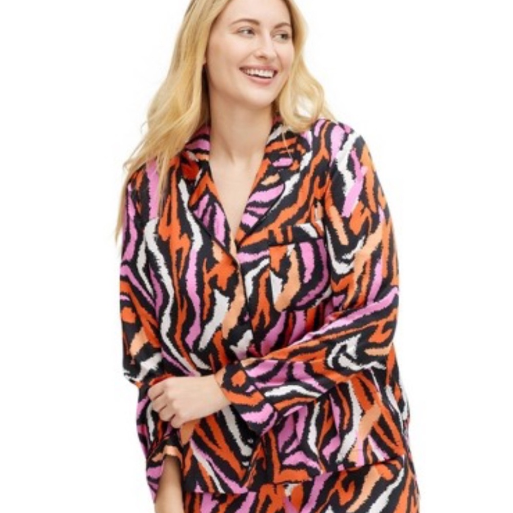 New X Target Disco Zebra Pink Pajama Top NO SHORTS XS Diane Von Furstenburg